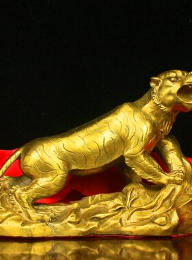 铜人生虎老虎如意十二生肖上山虎纯铜客厅下山虎礼品摆件铜虎家居