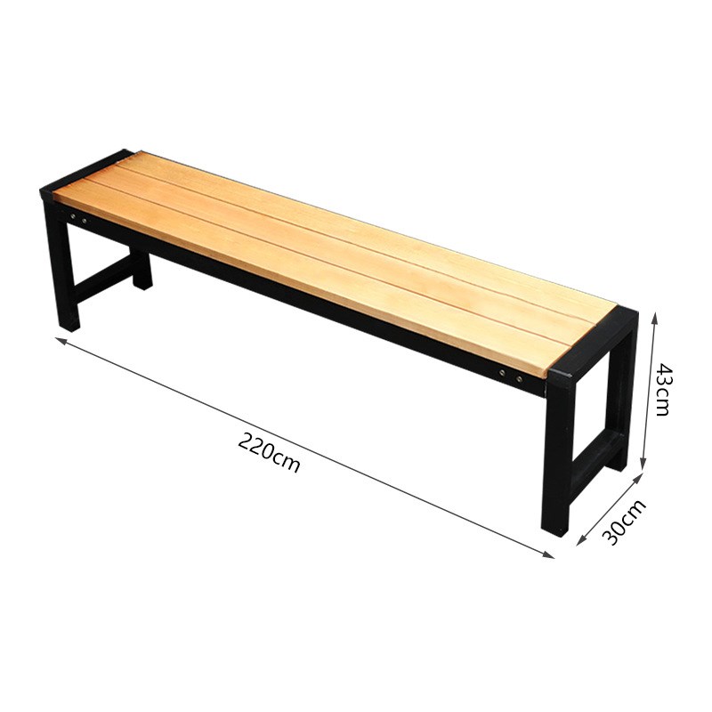 防腐木户外不锈钢公园椅实木长条休息坐凳广场小区景观室外长凳子