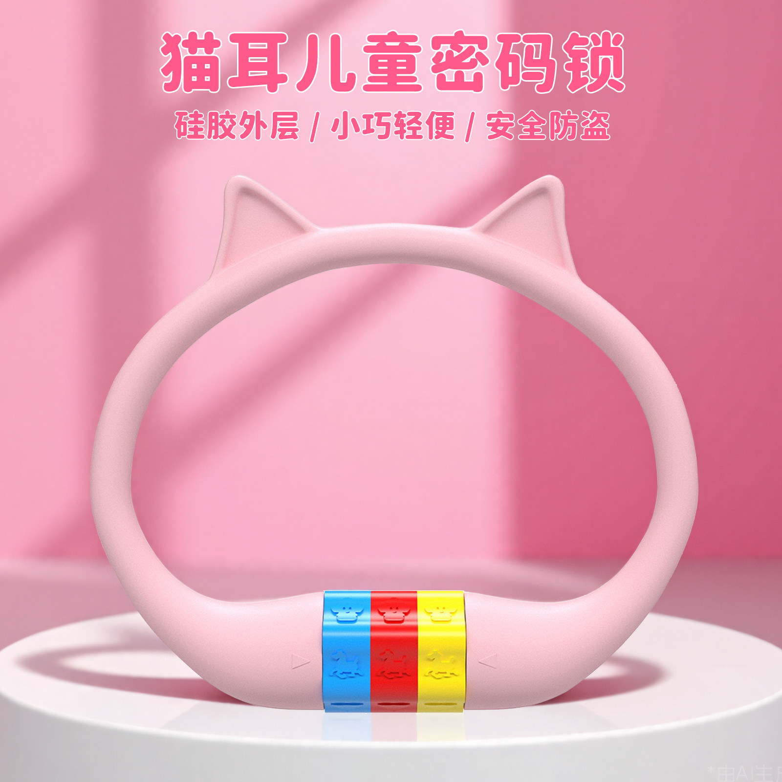 猫耳儿童自行车密码锁小巧个性可爱卡通便携防盗学生山地公路车锁