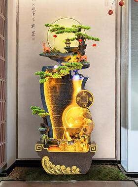 创意装饰滴水景观循环水客厅电视柜落地流水喷泉生财摆件新中式