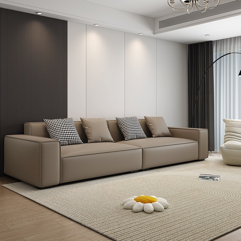 意式极简猫抓布沙发现代简约小户型直排豆腐块客厅奶油风布艺沙发