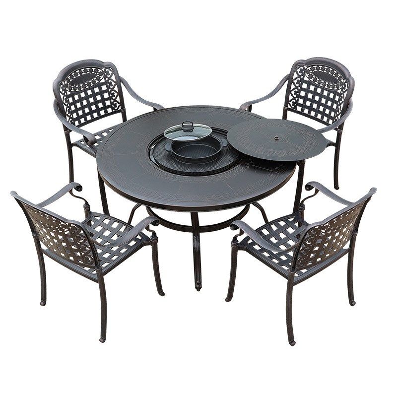 户外烧烤桌椅无烟电烤火锅室外庭院露台花园家具家用铸铝桌椅组合,户外/登山/野营/旅行用品,户外椅子凳子,淘宝优惠券,粉丝福利购,淘宝优惠卷