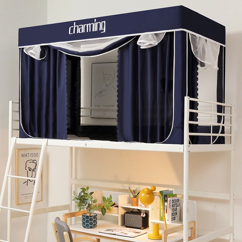 跨境款学生宿舍床帘蚊帐支架一体式寝室单人上铺下铺窗帘遮光床幔