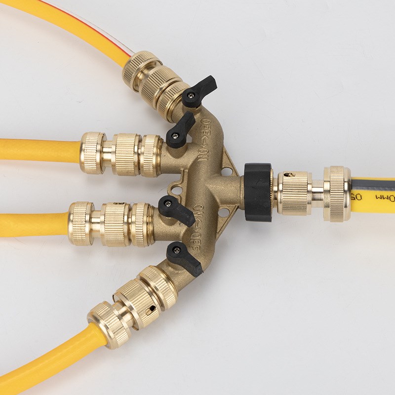 水管一分四奶嘴快接分流器分水器带阀门五通接头配件浇花洗车接头