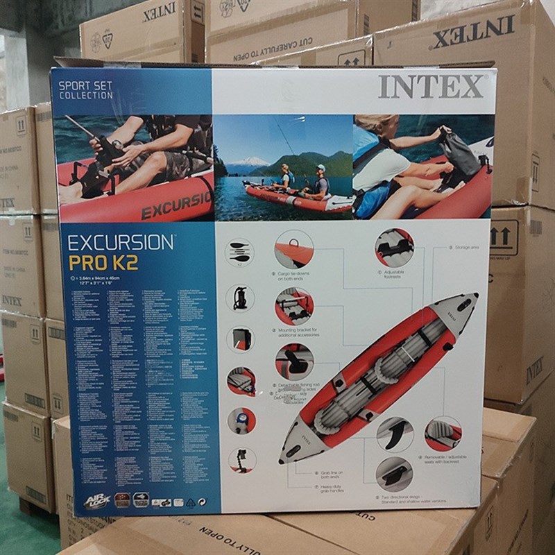 INTEX69309漂流充气船橡皮划艇二人冲锋舟双人船送船桨气泵