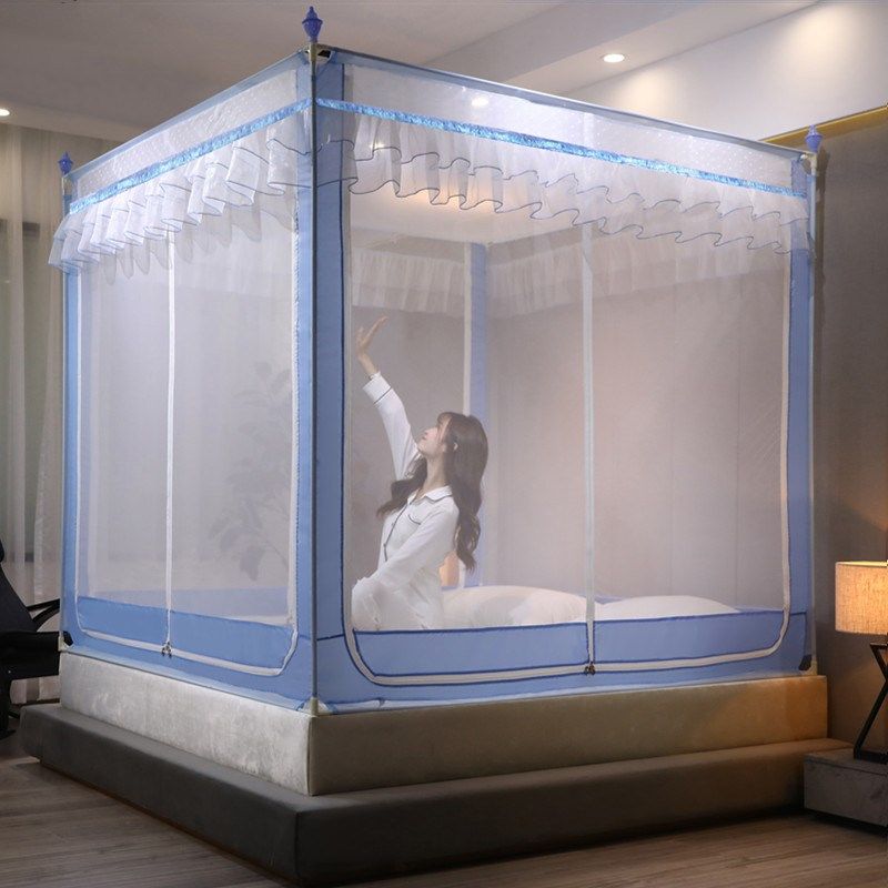 蚊帐三开门拉链坐床式儿童防摔方顶1.5米/1.8m床蒙古包家用纹新品