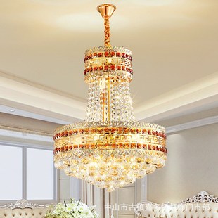 欧式水晶吊灯别墅复式楼梯间吊灯奢华客厅餐厅吊灯玄关过道灯具