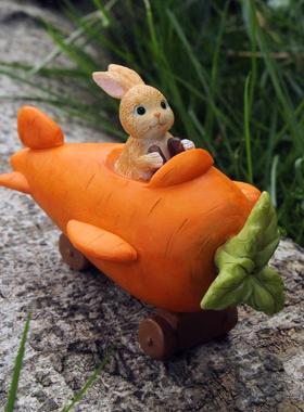 创意可爱萝卜兔子摆件装饰品花盆微景观生日精致礼物送男女生朋友