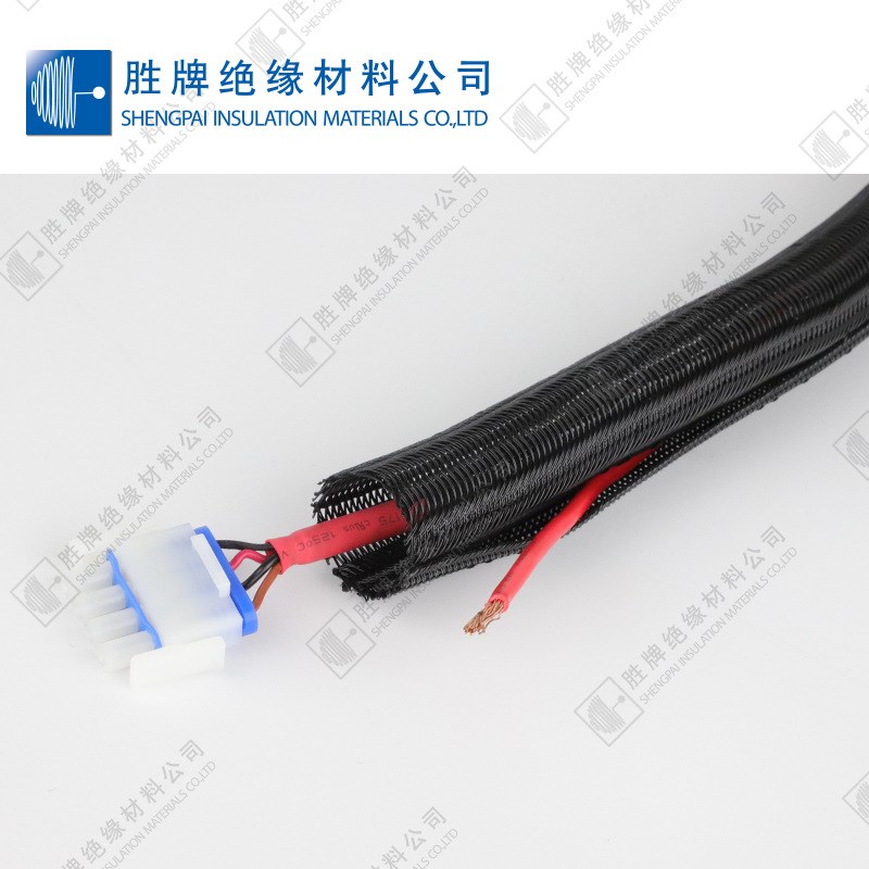 开口式PET自卷式编织管尼龙扇热套管易于弯曲具有柔软性阻燃绝缘
