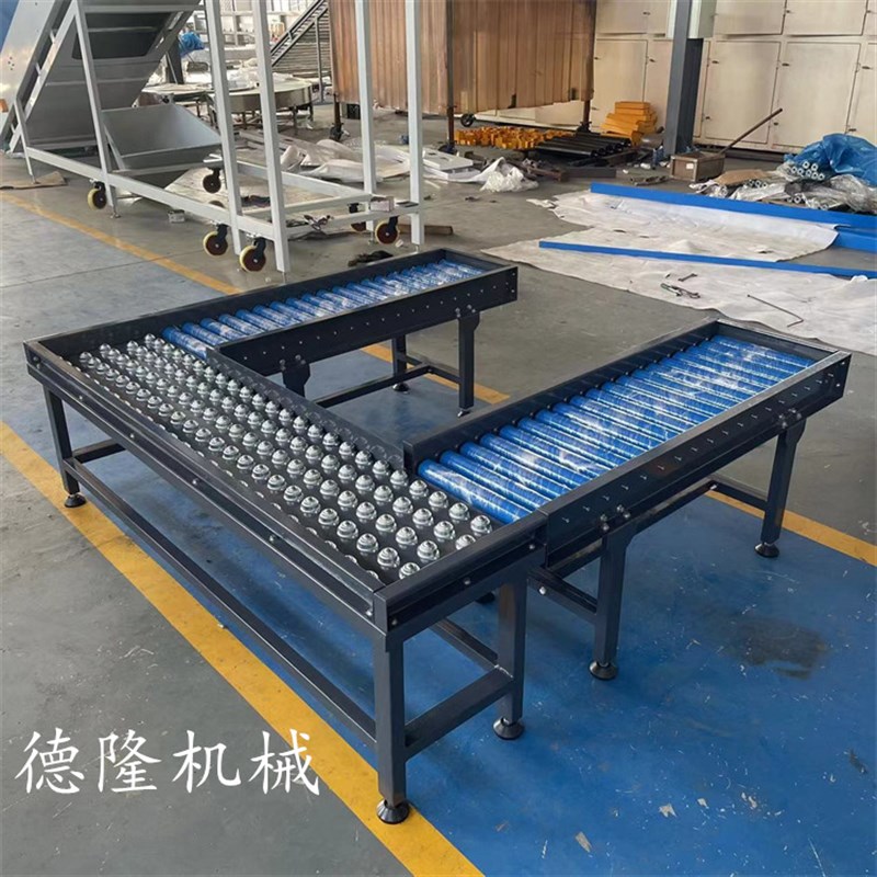 u型万向平台转弯输送机金属配件组装流水线手推滚珠辊道传送带