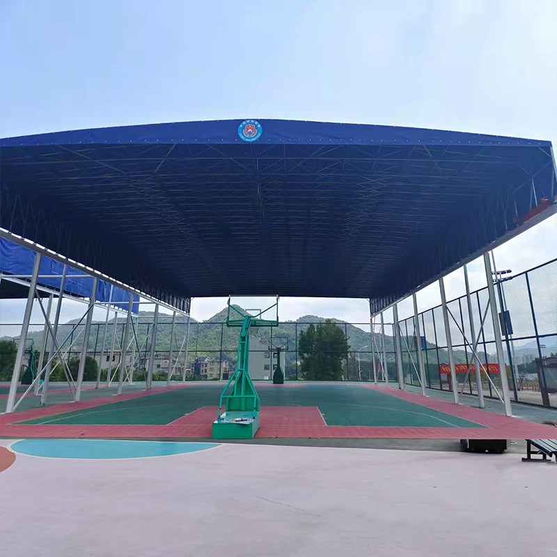 电动遥控伸缩棚移动推拉遮阳雨蓬户外仓库活动收缩棚排挡遮阳帐篷