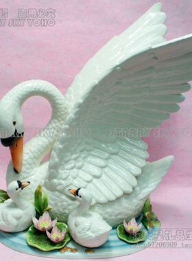天鹅摆件工艺品欧式大号创意开业礼品客厅电视柜家居饰品陶瓷摆件