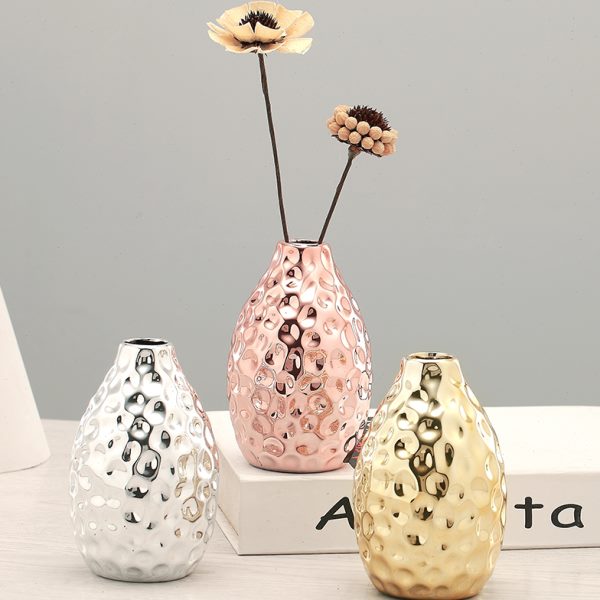 电镀金色陶瓷花器小花瓶北欧创意简约新家装饰品插花摆件家居装饰