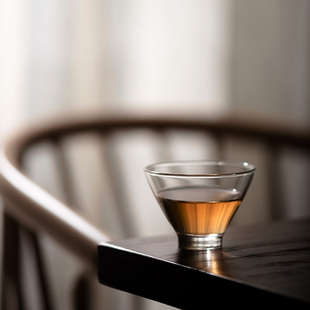 日式 家用功夫茶具品茗杯个V人杯单杯主人 玻璃斗笠杯 透明小茶杯