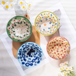 【老刘福利】竹编四季花开-4.8英寸碗