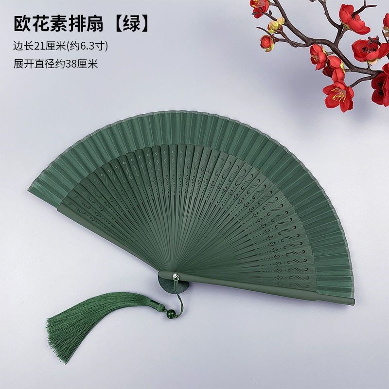 纯色真丝扇子折扇中国风灰u色烤漆边竹扇和风夏季日用素面折叠扇