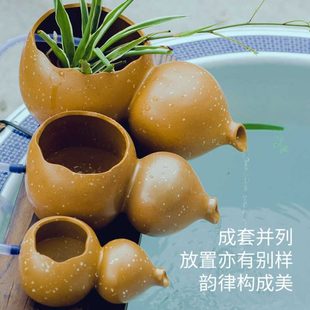 饰品水景观摆件 古法养鱼过滤器葫芦流水罐开口增氧缸上出水造景装
