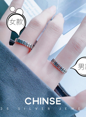 S925纯银守财钱币轻奢不掉色小A众设计ins复古风情侣对戒潮男女款