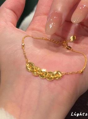 新中式碎冰冰五帝钱币手链女款轻奢小众精致高Q级感蛇年本命年礼