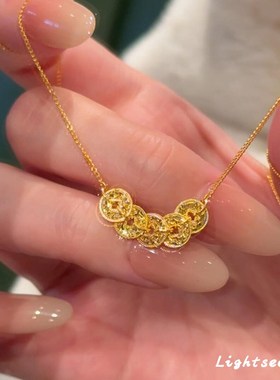 碎碎冰钱币项链女款2025年新款钱D多多锁骨链高级感轻奢小众毛衣