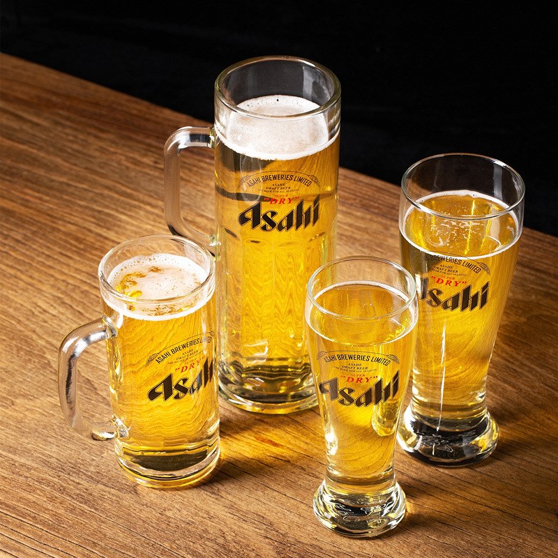 asahi加厚朝日扎啤杯日料店杯一番榨麒麟扎啤杯超Y大1L啤酒杯