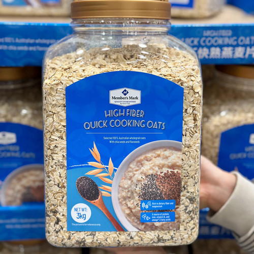 山姆 快熟燕麦片3kg麦片早餐即食冲饮免煮饱腹代餐 桶装含亚麻籽