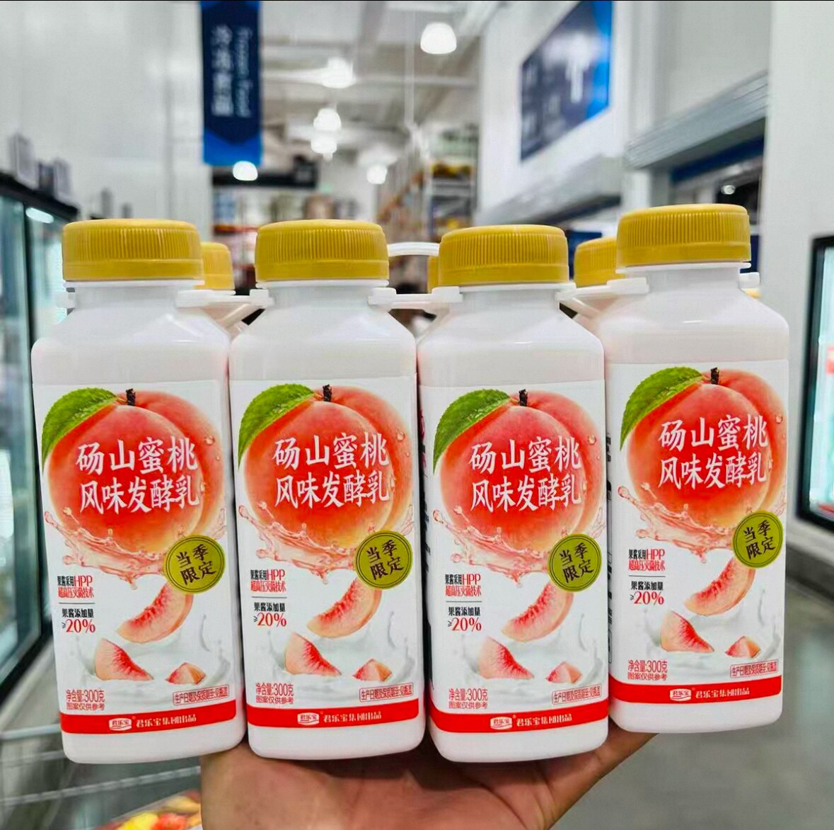 山姆 君乐宝 砀山蜜桃风味发酵乳300g*8瓶健康饮料高颜值下午茶