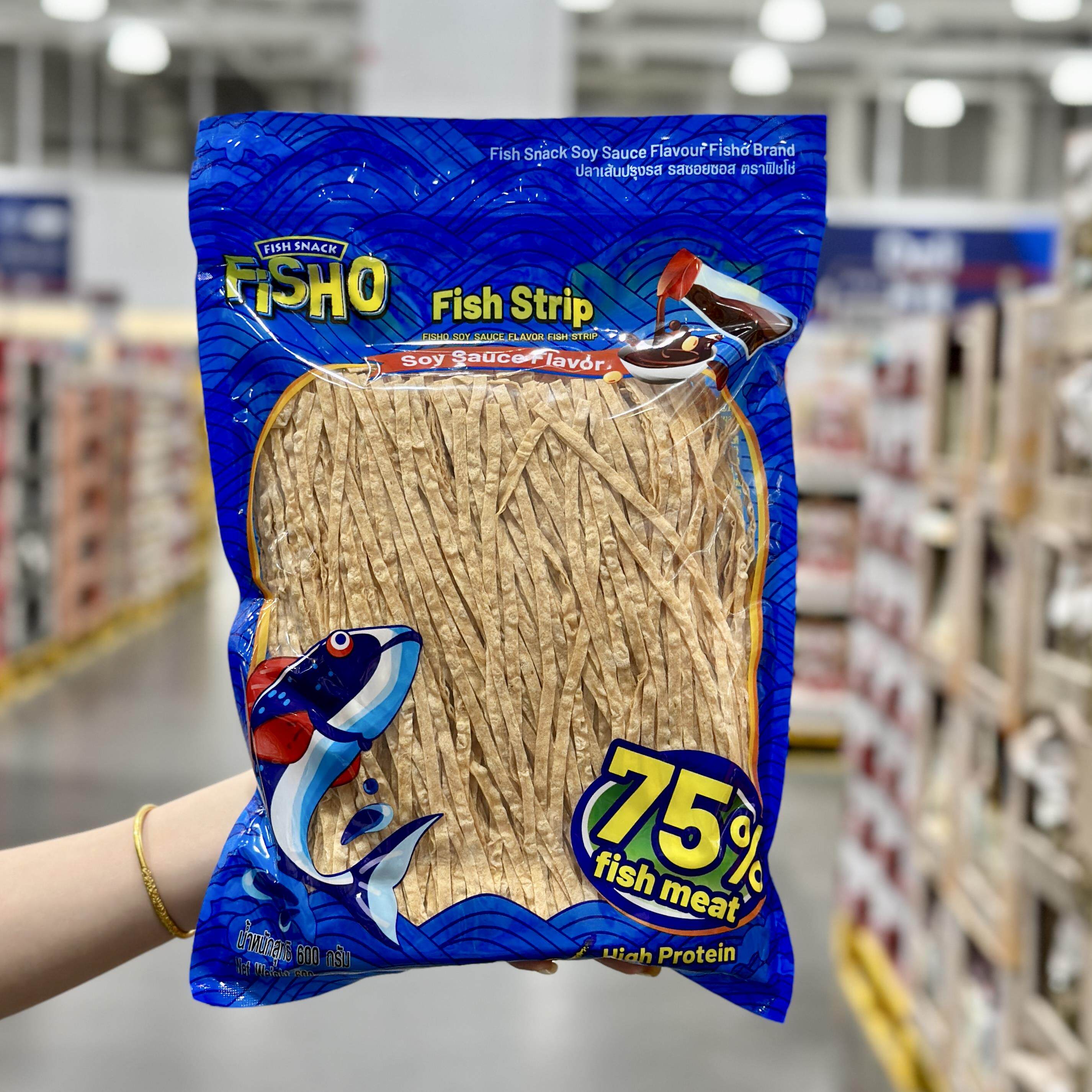 FISHO泰国进口酱油风味鱼丝600g鱿鱼条海味即食追剧解馋小零食