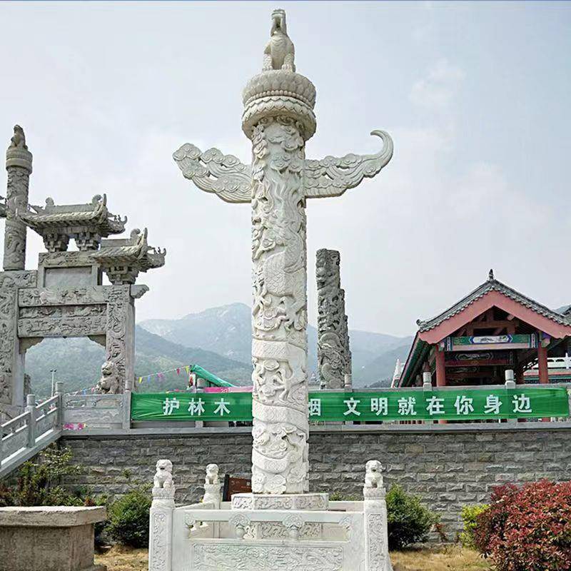 石雕龙柱景区公园龙凤雕刻汉白玉文化柱 石头柱子盘龙柱厂家