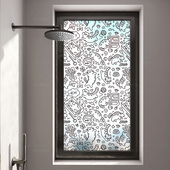 爱卡通猫咪装 饰浴室窗户透光透人防窥膜厕所玻璃门膜防走光