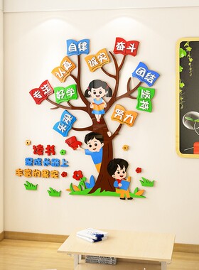 智慧树墙立体班级布置教室装饰文化建设励志文字纸画