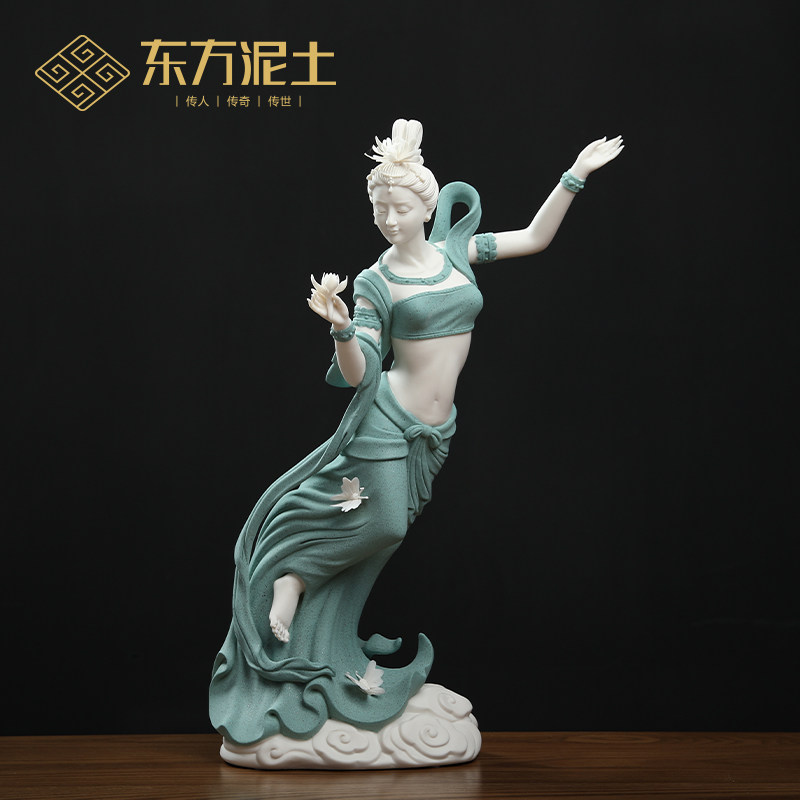 东方泥土蝶恋 物美女雕塑工艺品 客厅酒柜装饰品