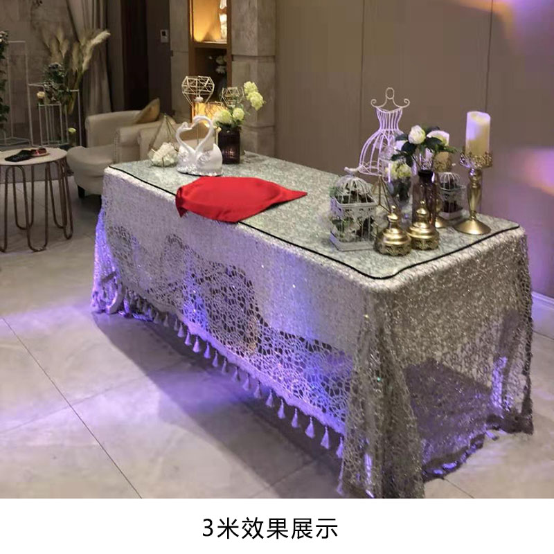 镂空流苏甜品台桌布会议桌布桌裙婚庆签到台布酒店冷餐台桌布
