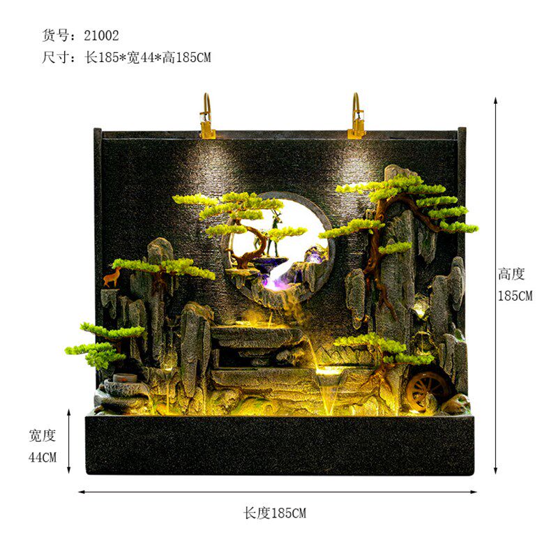 水幕墙流水屏风玄关假山喷泉瀑布循环水别墅庭院招财景观装饰