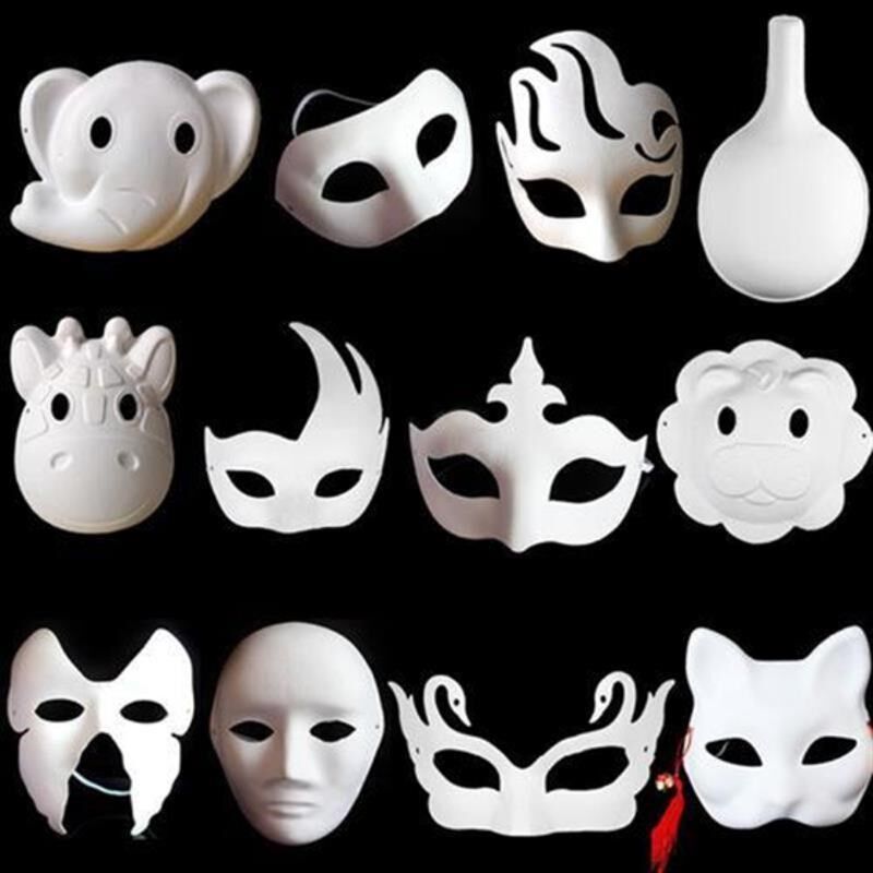 京剧面具脸谱手工制作手绘涂色白色儿童纸空白马勺纸浆绘画白