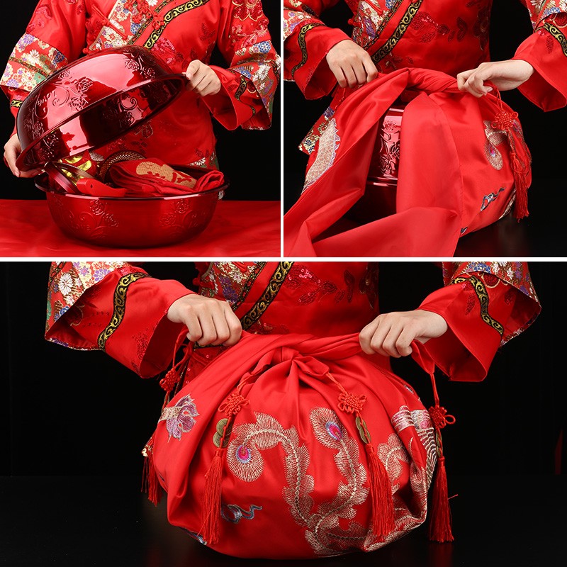 结婚包袱皮刺绣大号红包袱新娘陪嫁喜盆包裹布包袱布婚庆用品大全