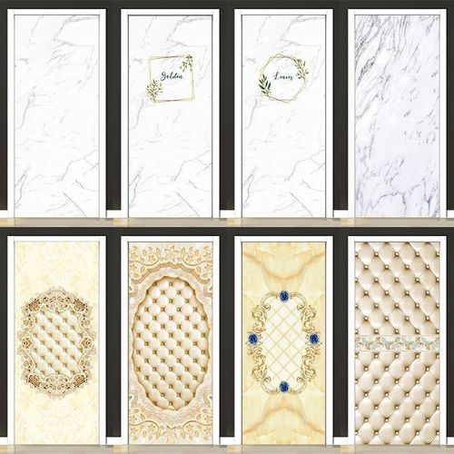 彷大理石纹门贴纸自粘客厅卧室门贴画门翻新贴纸素净软包