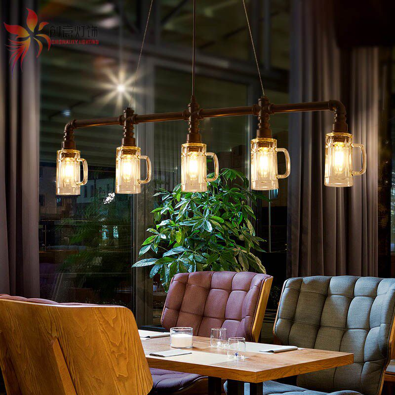 吧酒吧氛围装饰灯具复古工业风吧台收银台个性创意酒杯水管吊灯,家装灯饰光源,床头/玄关/吧台/过道吊灯,淘宝优惠券,粉丝福利购,淘宝优惠卷
