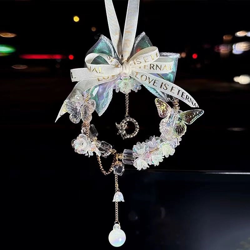 22新款汽车水晶挂件高级感车内饰品手工车载后视镜平安喜乐吊坠