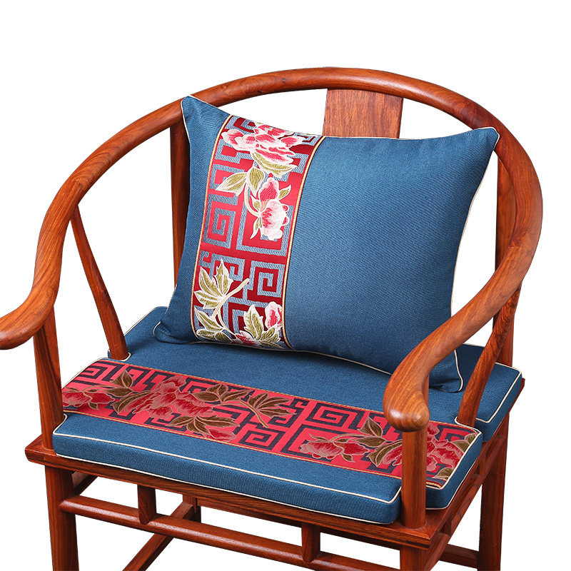 定制红木椅子坐垫中式红木家具沙发垫棉麻太师餐圈椅茶桌椅棕垫