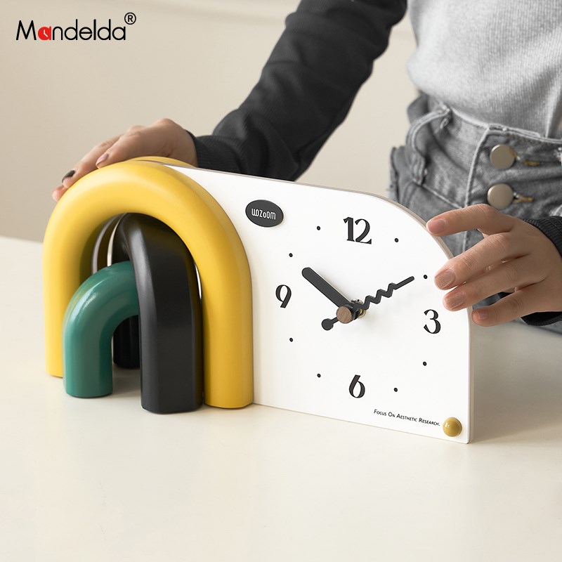 Mndeld奶油风家居客厅高级感时钟玄关入户装饰品电视柜桌面