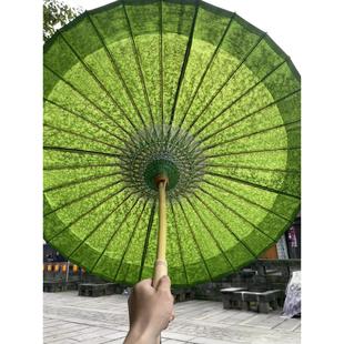 许家油纸伞浸染纯色满穿牛油果绿晴雨两用汉服非遗拍摄道具桐油伞