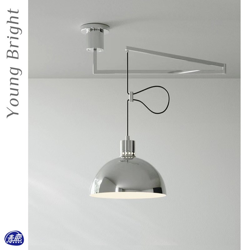 【青熙照明】包豪斯北欧餐厅复古餐桌中古吧台岛台可移位银色吊灯