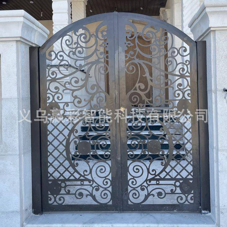别墅庭院CNC大门电动铝艺门院子门小区车库门铁艺门入户大门欧式