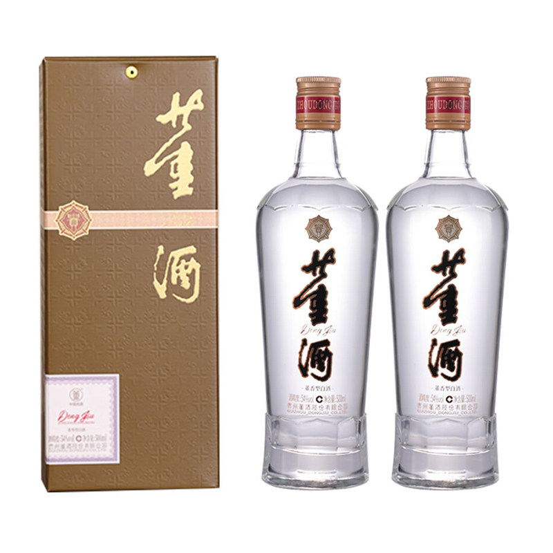 董酒贵董酒(精装版)54度董香型纯粮固态发酵白酒500ml*2瓶送礼袋