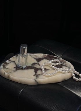 家居高级感云朵形大理石托盘玄关摆件首饰收纳香薰托盘装饰摆件