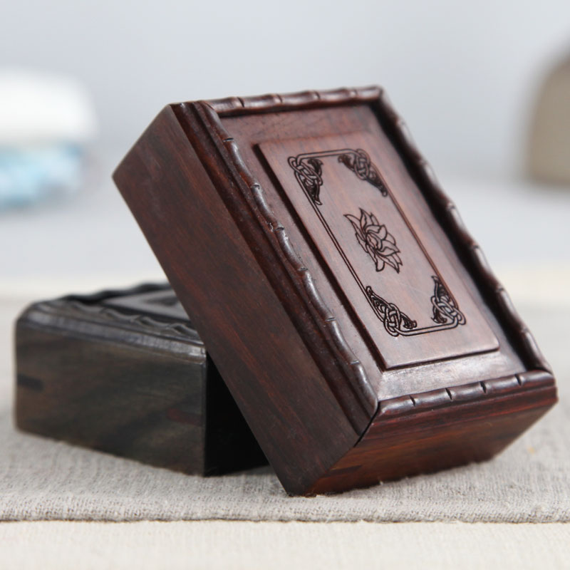 红酸枝雕花小珍藏盒红木盒首饰盒实木质收藏盒收纳印章仿古珠宝盒