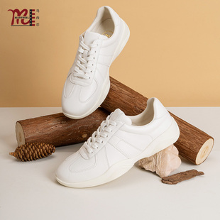 头层牛皮/德训鞋【超能小太阳】MARTNIEL爆款白色阿甘鞋复古女夏