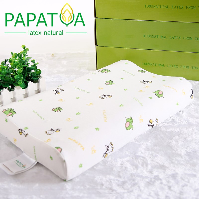 泰国PAPATYA儿童枕0-14岁婴儿定型枕0-1岁纯乳胶防螨睡眠颈椎包邮