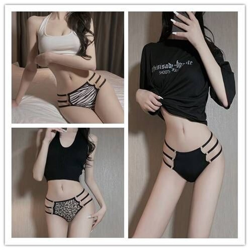 内裤女胖mm大码性感豹纹镂空细带纯棉裆低腰内裤T裤三角裤头新款